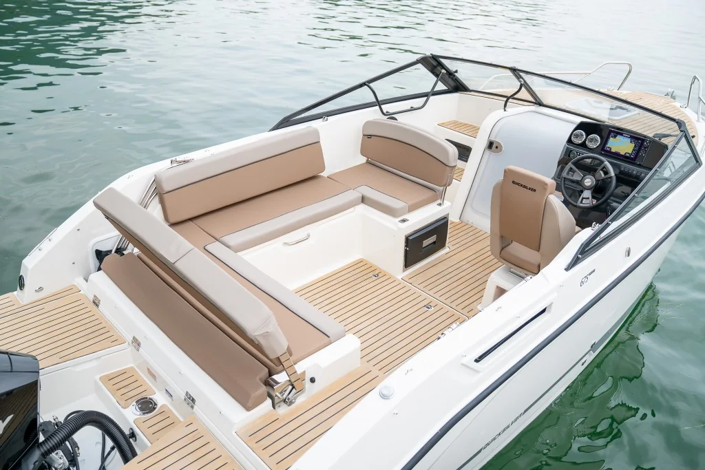 Flexiteek synthetic teak boat interior flooring — design inspiration for carpet replacement projects