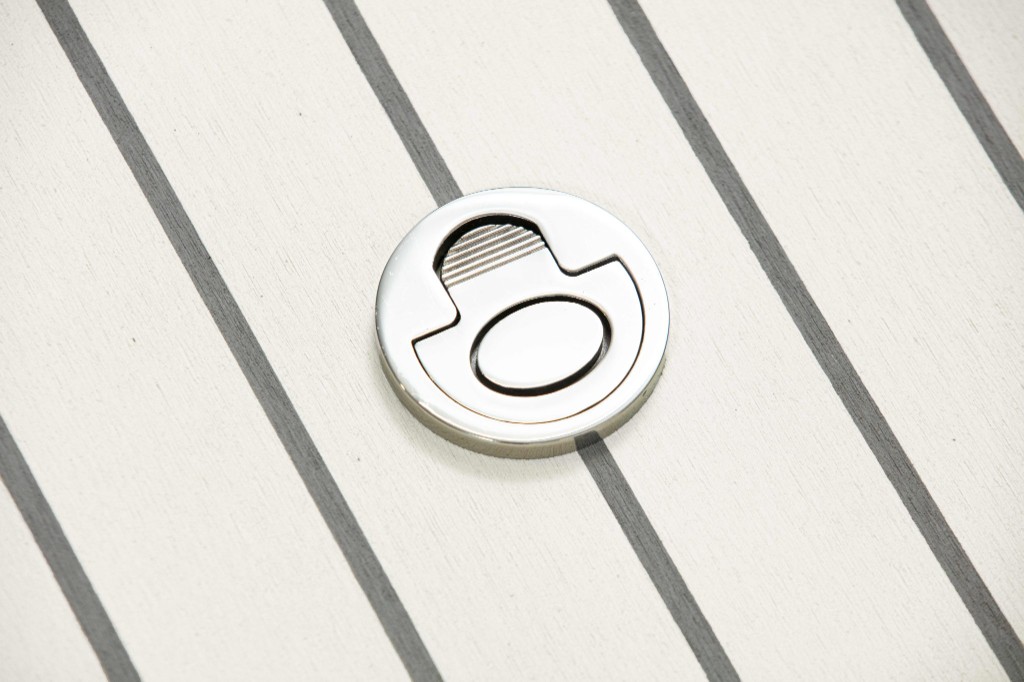 Chalk White Cleat Detail — FlexiTeek synthetic teak installation