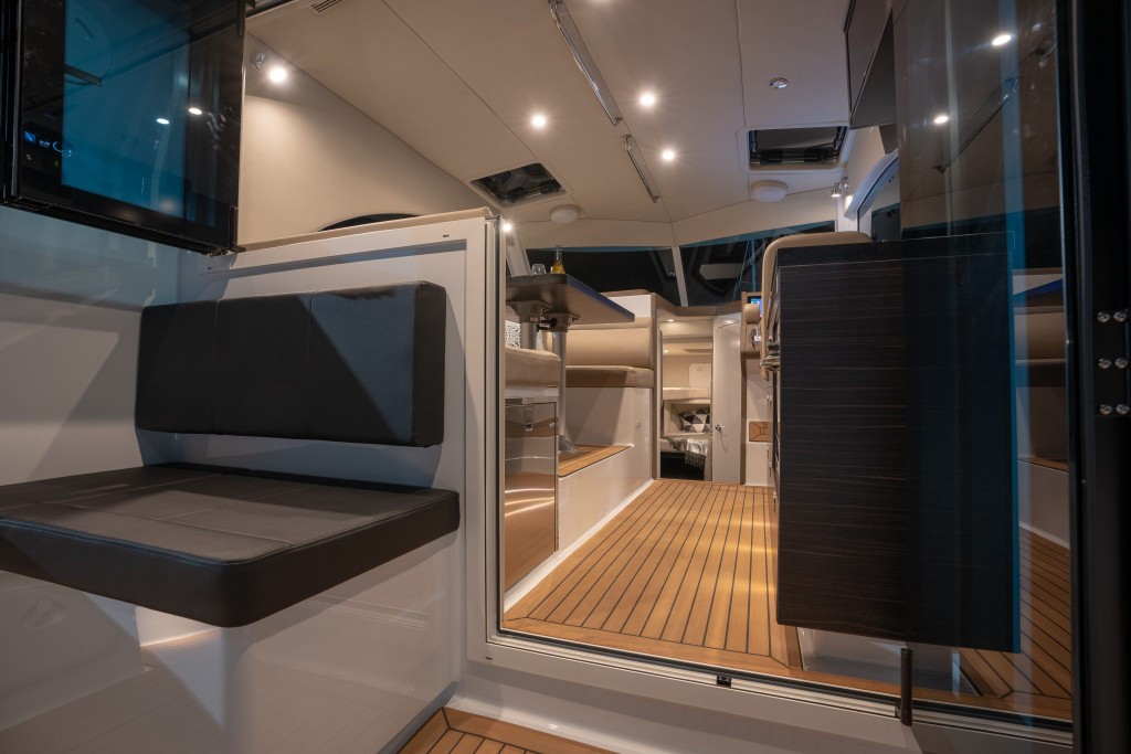 Semifly 36 Interior — FlexiTeek synthetic teak installation