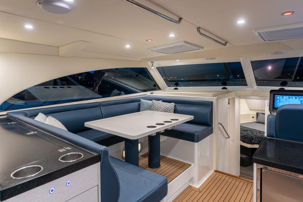 Semifly 45 Interior — FlexiTeek synthetic teak installation