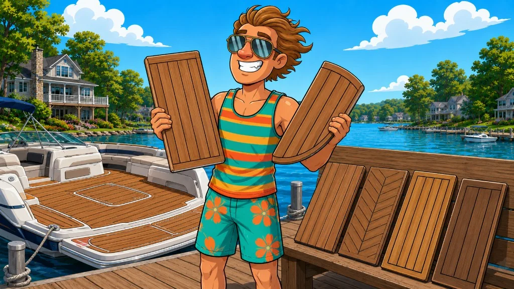 Premium synthetic teak boat flooring banner from Wave Maker Craft